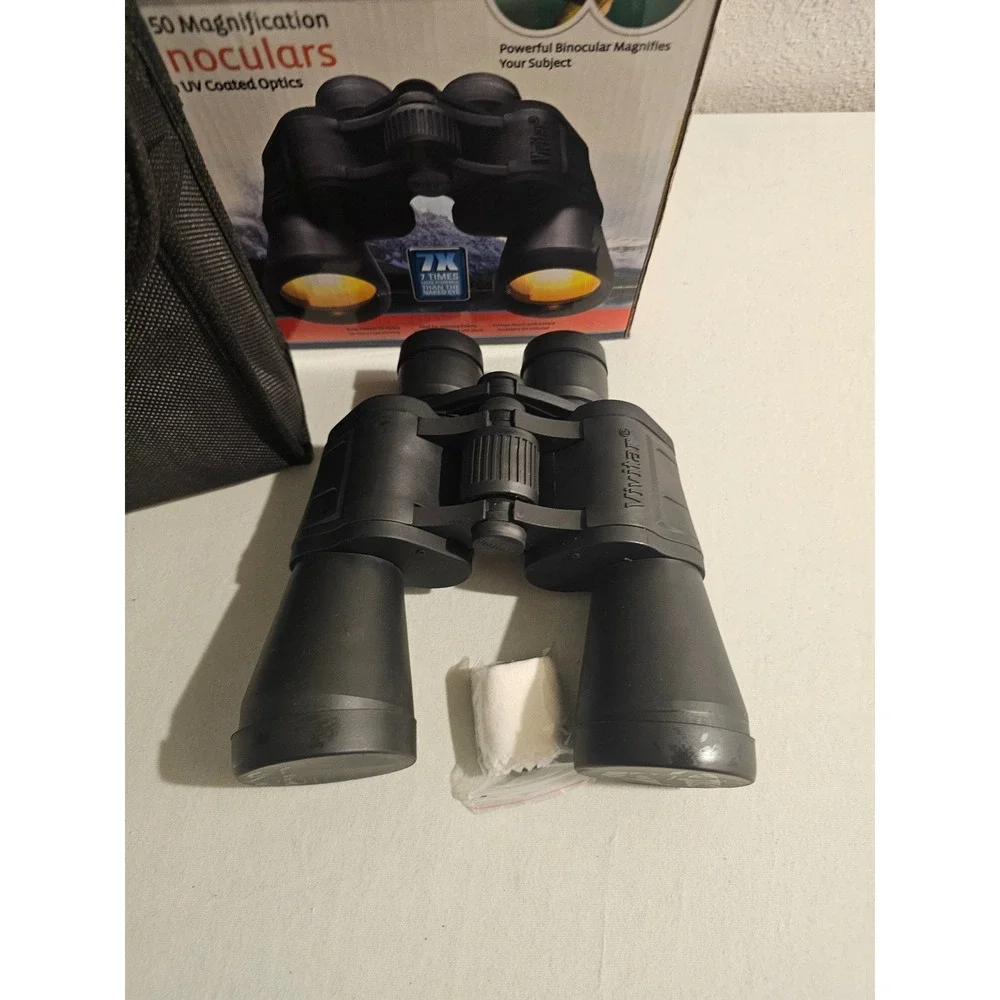 Vivitar 7x50 Magnification Binoculars Black Coated Optics UV Case